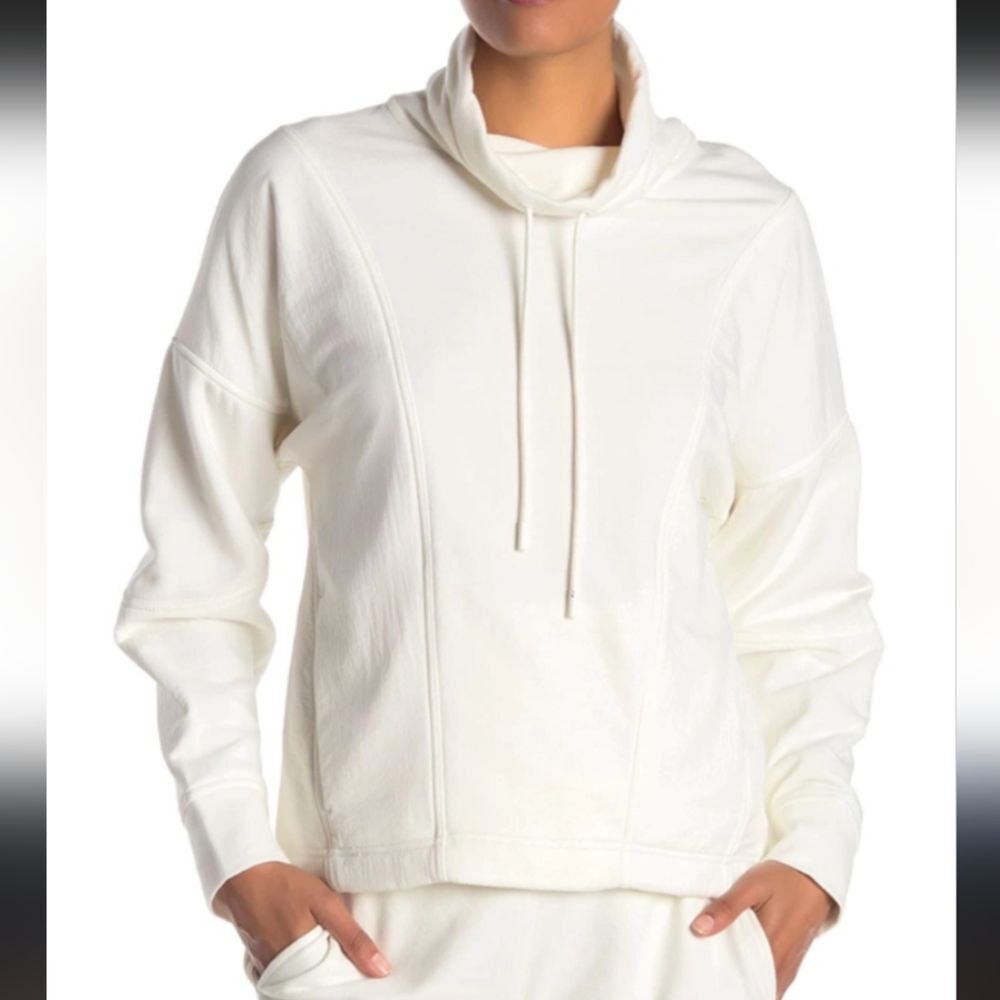 Vince pullover sweatshirt off-white white mixed media windbreaker pull ‎ XL